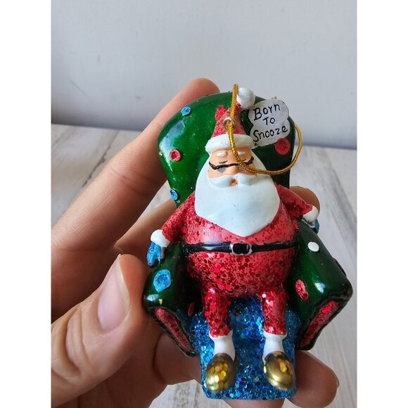 Santa couch glitter ornament sparkle Xmas tree - Picture 2 of 9